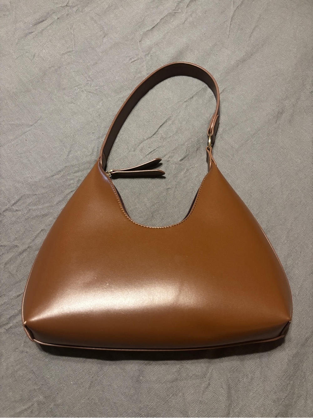 Sleek Shoulder Hobo Bag in Cognac